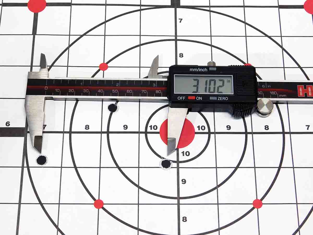 Factory ammunition shot well in the LCR producing both reasonable accuracy and velocity. This group, made by Hornady Critical Duty 135-grain loads, was fairly typical of the accuracy of the factory loadings.